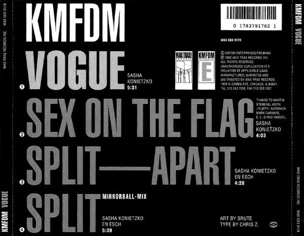 KMFDM : Vogue (CD, Single)