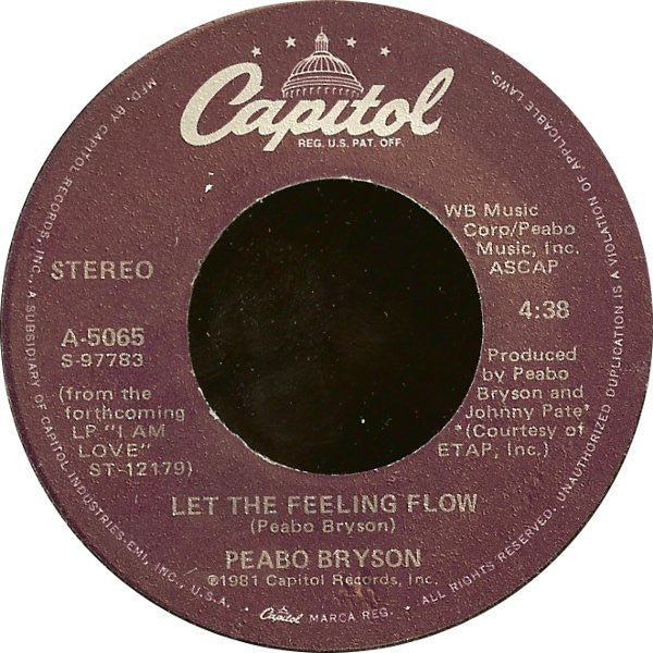 Peabo Bryson : Let The Feeling Flow (7", Win)