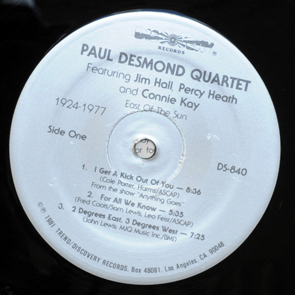 Paul Desmond Quartet* Featuring Jim Hall, Percy Heath And Connie Kay : East Of The Sun (LP, Album, RE, RM)