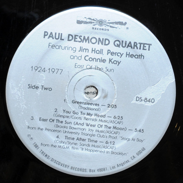 Paul Desmond Quartet* Featuring Jim Hall, Percy Heath And Connie Kay : East Of The Sun (LP, Album, RE, RM)