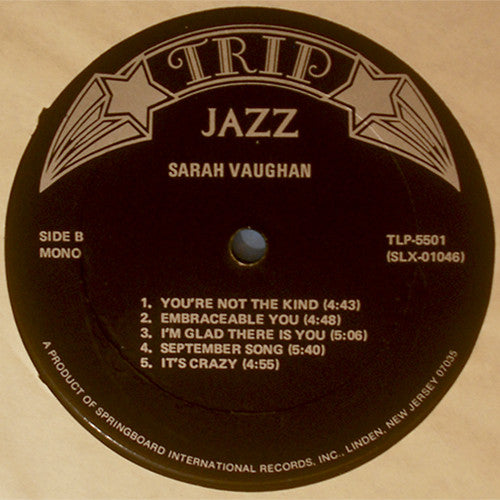 Sarah Vaughan : Sarah Vaughan (LP, Album, Mono, RE)