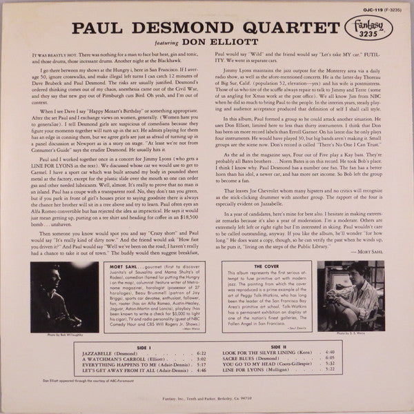 The Paul Desmond Quartet Featuring Don Elliott : The Paul Desmond Quartet Featuring Don Elliott (LP, Album, Mono, RE, Pit)