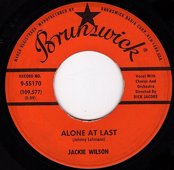 Jackie Wilson : Alone At Last (7", Single, Pin)