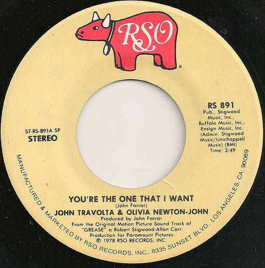 John Travolta & Olivia Newton-John : You're The One That I Want / Alone At A Drive-In Movie (7", Single, Spe)