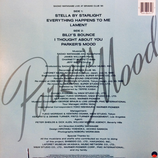 Sadao Watanabe : Parker's Mood - Sadao Watanabe Live At Bravas Club '85 (LP, Album, Spe)