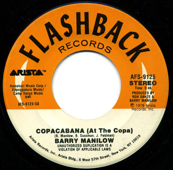 Barry Manilow : Copacabana (At The Copa) / Even Now  (7", RE)