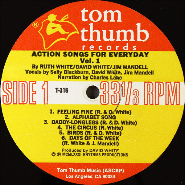 Ruth White / David White / Jim Mandell : Action Songs For Everyday Vol. 1 (LP, Album, RE)