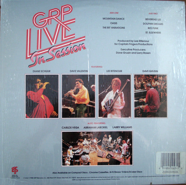 Dave Grusin, Lee Ritenour, Diane Schuur, Dave Valentin : GRP Live In Session (LP, Album, RE)