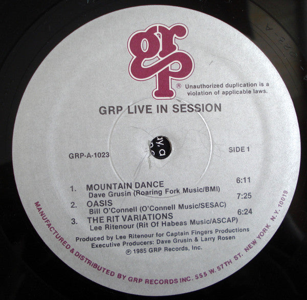 Dave Grusin, Lee Ritenour, Diane Schuur, Dave Valentin : GRP Live In Session (LP, Album, RE)