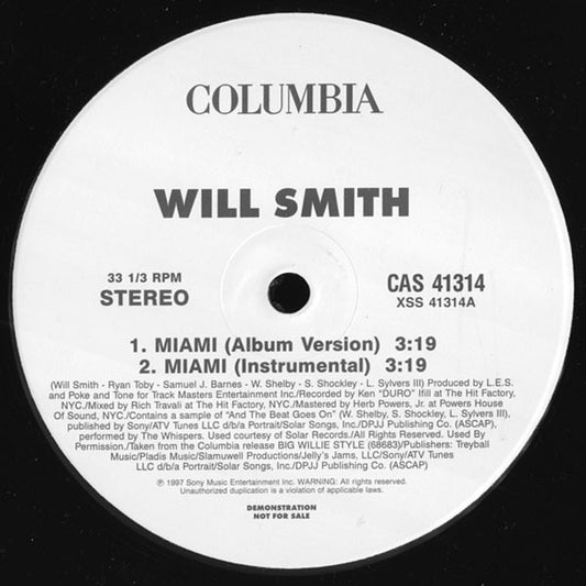 Will Smith : Miami (12", Promo)