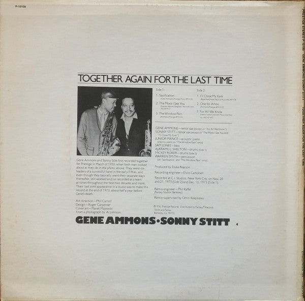 Gene Ammons / Sonny Stitt : Together Again For The Last Time (LP, Album, Ter)