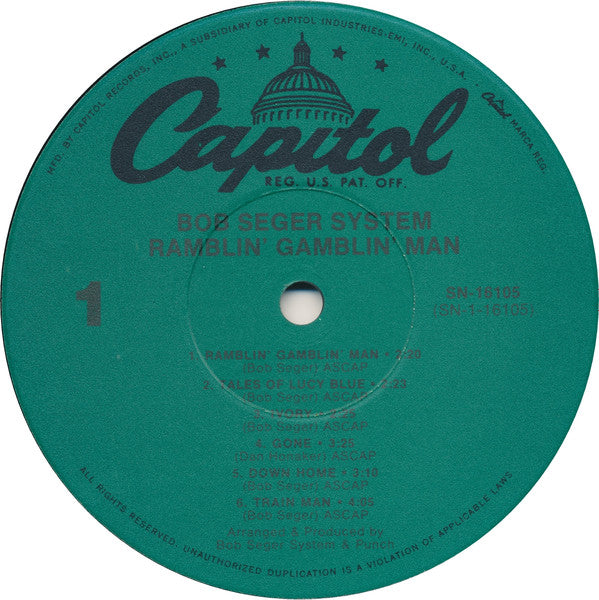 The Bob Seger System* : Ramblin' Gamblin' Man (LP, Album, RE)
