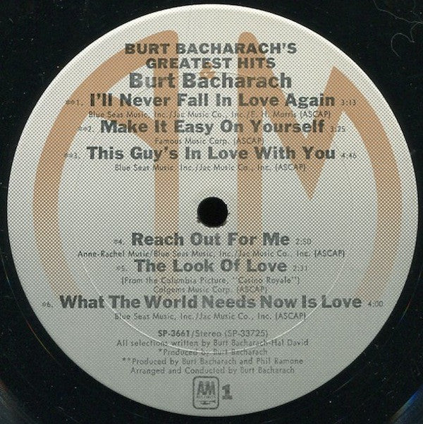 Burt Bacharach : Burt Bacharach's Greatest Hits (LP, Comp)