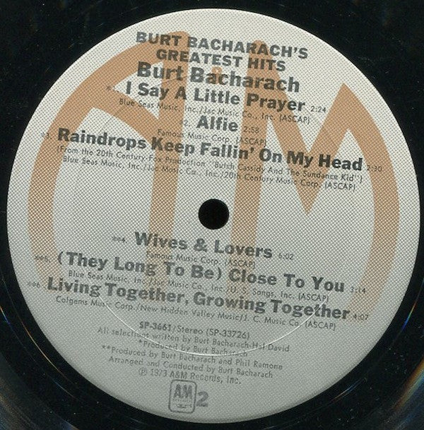 Burt Bacharach : Burt Bacharach's Greatest Hits (LP, Comp)