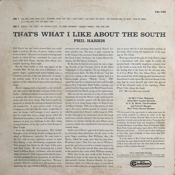 Phil Harris : That's What I Like About The South (LP, Album, Ind)