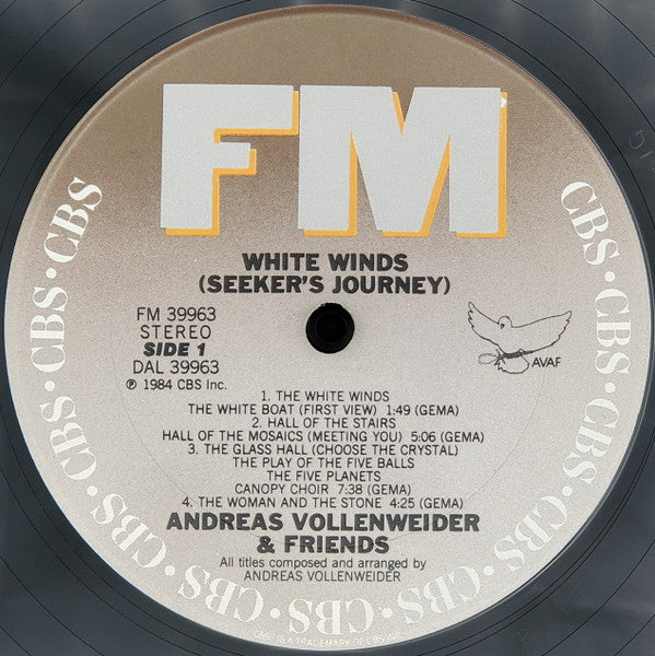 Andreas Vollenweider : White Winds (Seeker's Journey) (LP, Album, Pit)