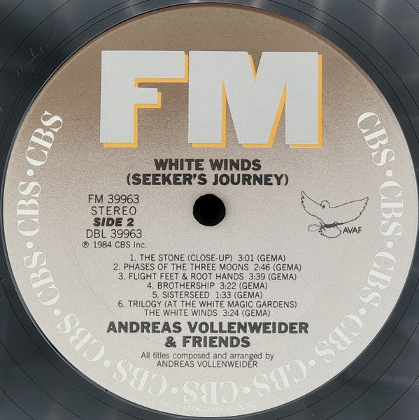 Andreas Vollenweider : White Winds (Seeker's Journey) (LP, Album, Pit)