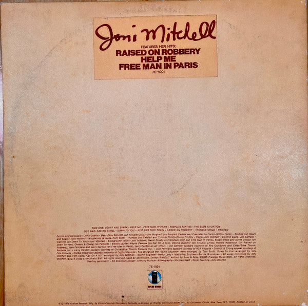 Joni Mitchell : Court And Spark (LP, Album, San)