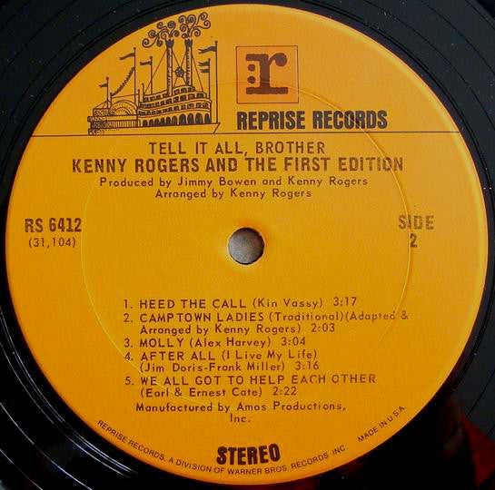 Kenny Rogers & The First Edition : Tell It All, Brother (LP, Album, Ter)