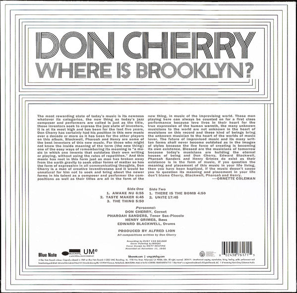 Don Cherry : Where Is Brooklyn? (LP, Album, RE, 180)