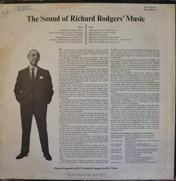 Various : The Sound Of Richard Rodgers' Music - Great Hits From The Great White Way (LP, Comp)