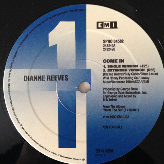 Dianne Reeves : Come In (12", Promo)