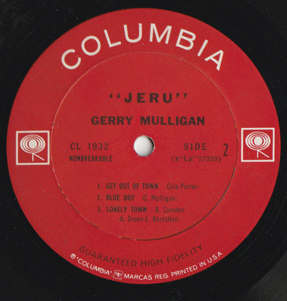 Gerry Mulligan : Jeru (LP, Album, Mono)