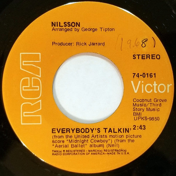 Nilsson* : Everybody's Talkin' (7", Single, Roc)