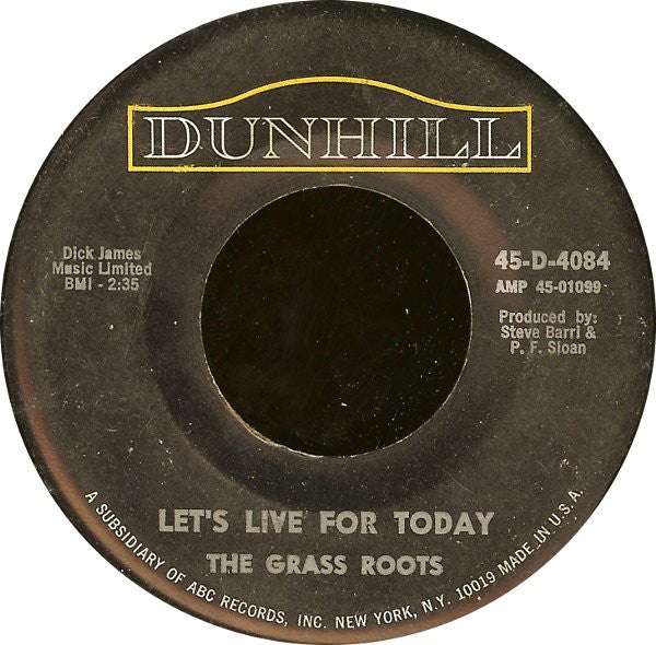 The Grass Roots : Let's Live For Today (7", Single)