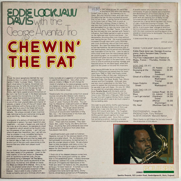 Eddie "Lockjaw" Davis With The Georges Arvanitas Trio* : Chewin' The Fat (LP, Album)
