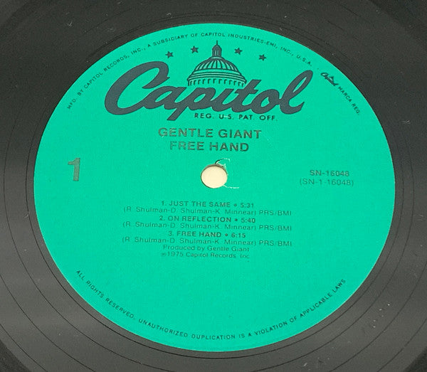Gentle Giant : Free Hand (LP, Album, RE, Jac)