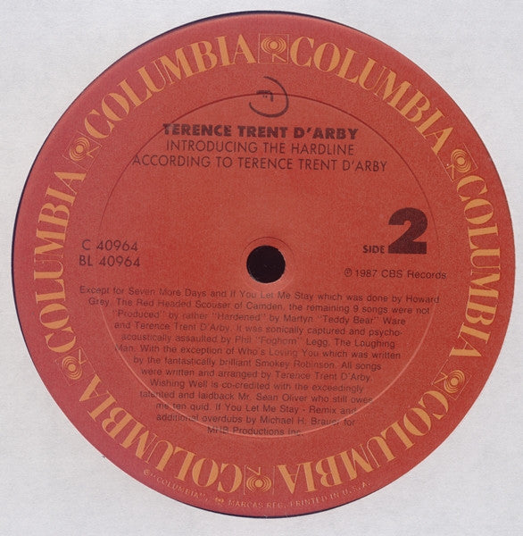 Terence Trent D'Arby : Introducing The Hardline According To Terence Trent D'Arby (LP, Album, Car)
