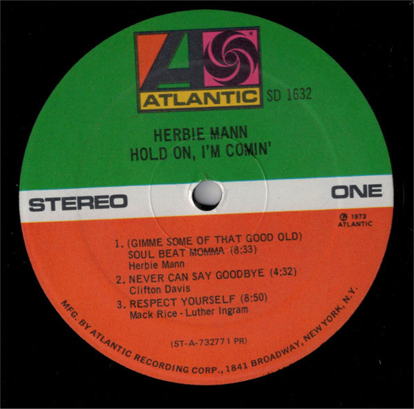 Herbie Mann : Hold On, I'm Comin' (LP, Album, Gat)