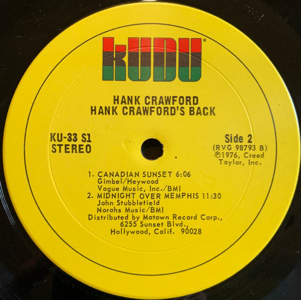 Hank Crawford : Hank Crawford's Back (LP, Album, Ter)