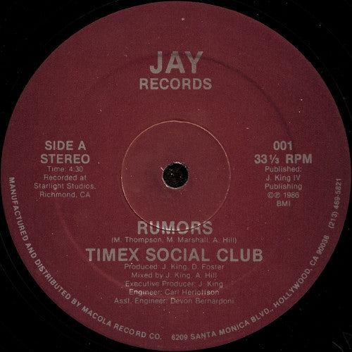 Timex Social Club : Rumors (12", Single, Mar)