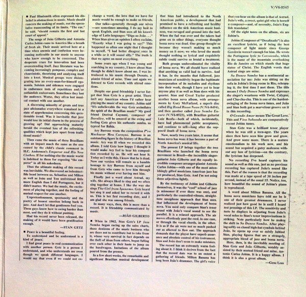 Stan Getz / João Gilberto Featuring Antonio Carlos Jobim : Getz / Gilberto (LP, Album, Gat)