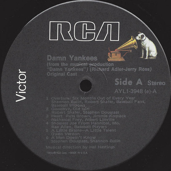 Gwen Verdon, Stephen Douglass, Ray Walston : Damn Yankees (An Original Cast Recording) (LP, Album, RE, Ind)