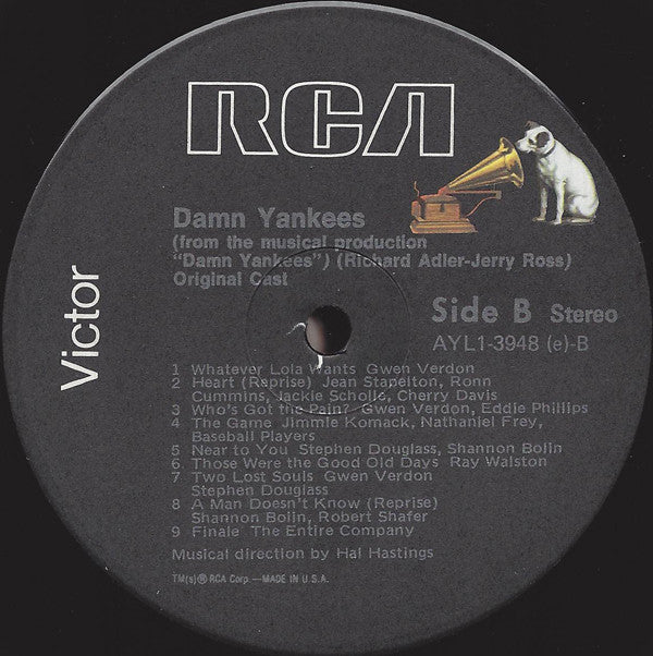 Gwen Verdon, Stephen Douglass, Ray Walston : Damn Yankees (An Original Cast Recording) (LP, Album, RE, Ind)