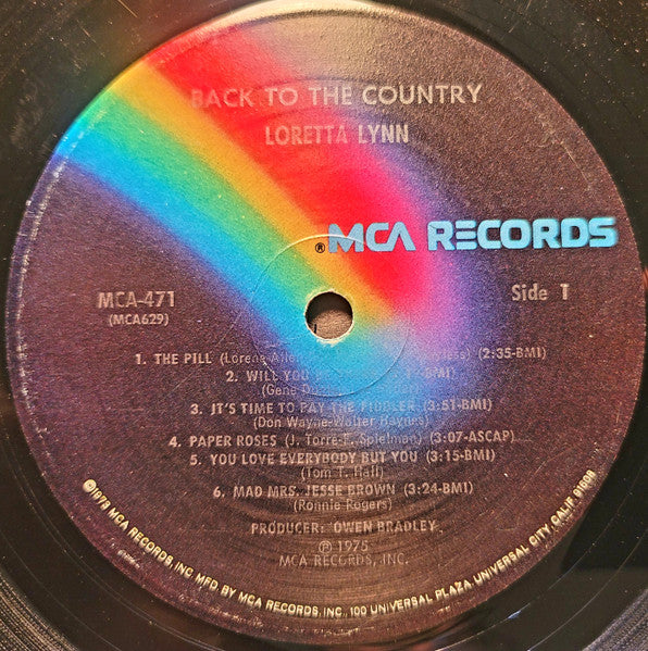 Loretta Lynn : Back To The Country (LP, Album, Pin)