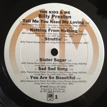 Billy Preston : The Kids & Me (LP, Album, Pit)