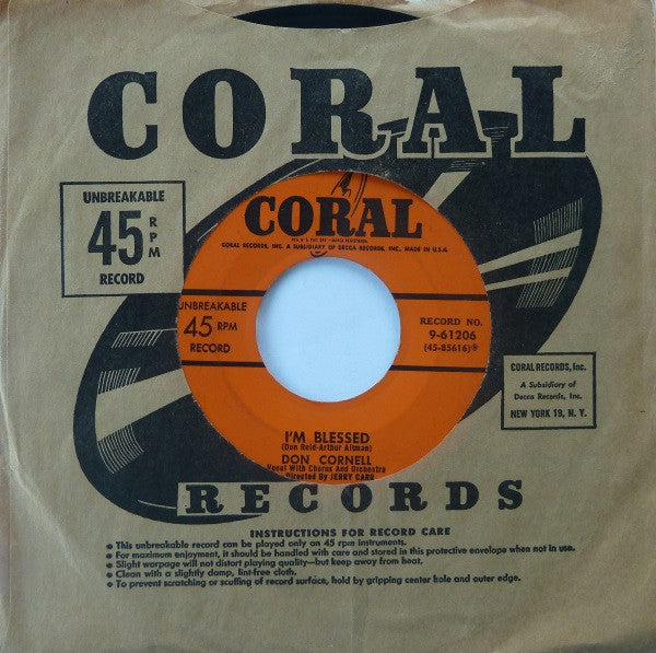 Don Cornell : Hold My Hand / I'm Blessed (7", Single)