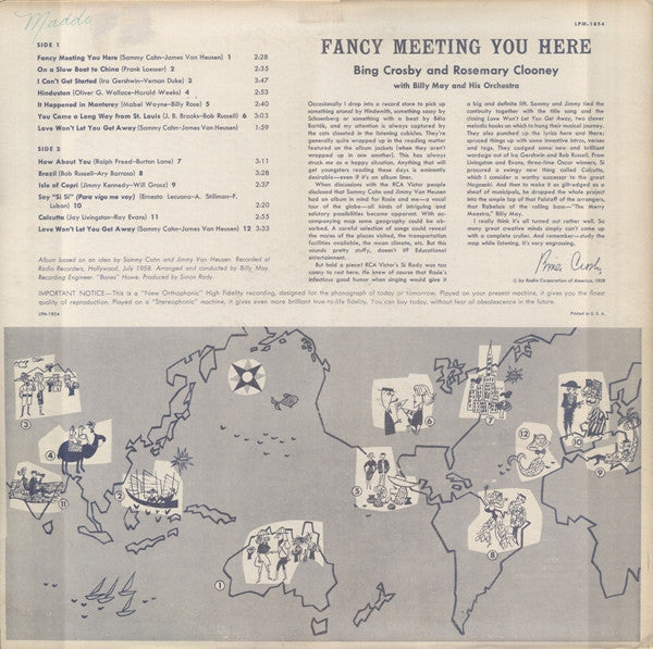 Bing Crosby And Rosemary Clooney : Fancy Meeting You Here (LP, Album, Mono)
