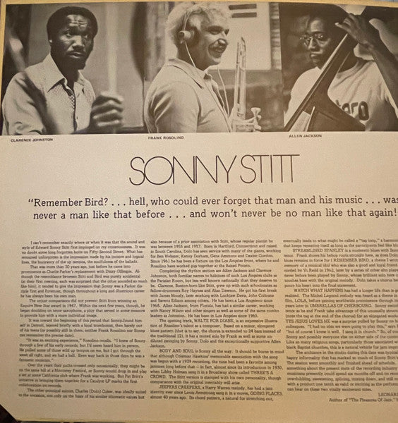 Sonny Stitt : I Remember Bird (LP, Album, Promo, Gat)