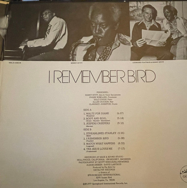Sonny Stitt : I Remember Bird (LP, Album, Promo, Gat)