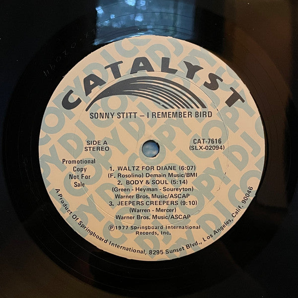 Sonny Stitt : I Remember Bird (LP, Album, Promo, Gat)