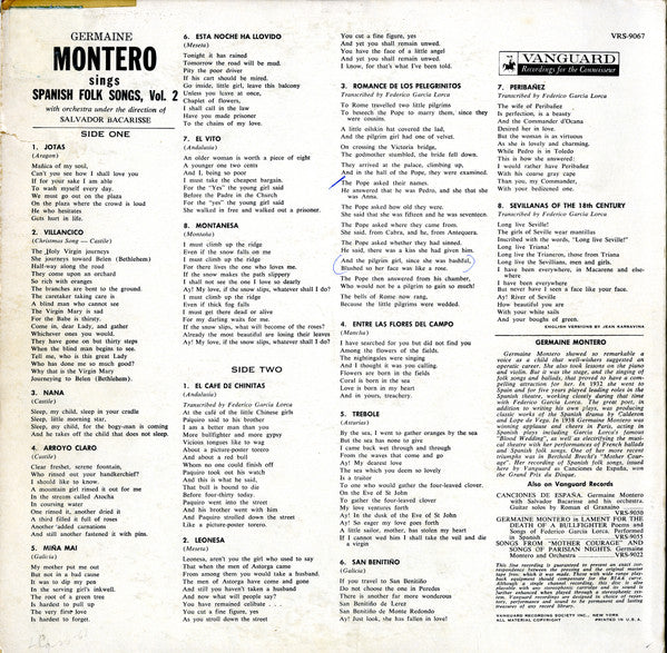 Germaine Montero : Spanish Folk Songs Vol. II (LP)