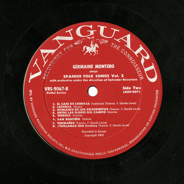 Germaine Montero : Spanish Folk Songs Vol. II (LP)