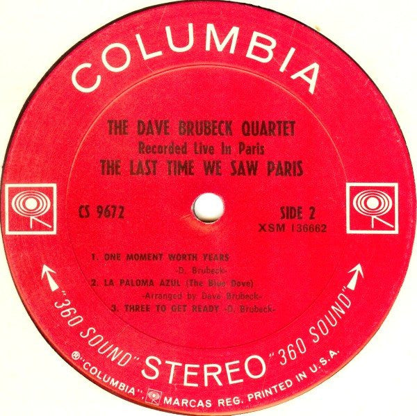 The Dave Brubeck Quartet : The Last Time We Saw Paris (LP, Album)