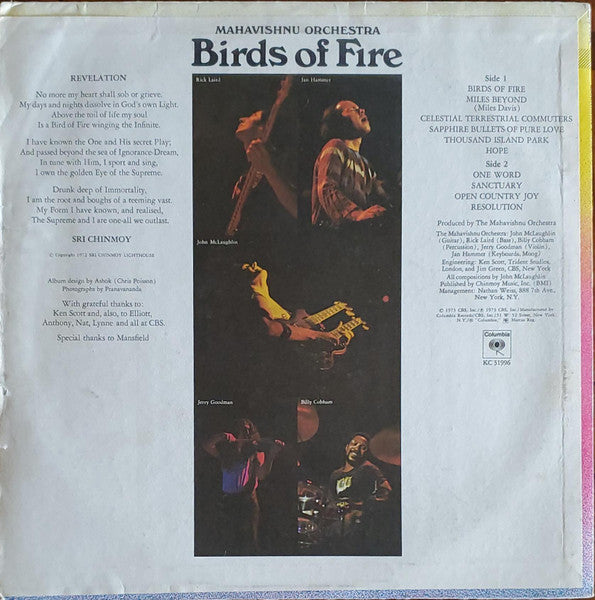 Mahavishnu Orchestra : Birds Of Fire (LP, Album, Pit)