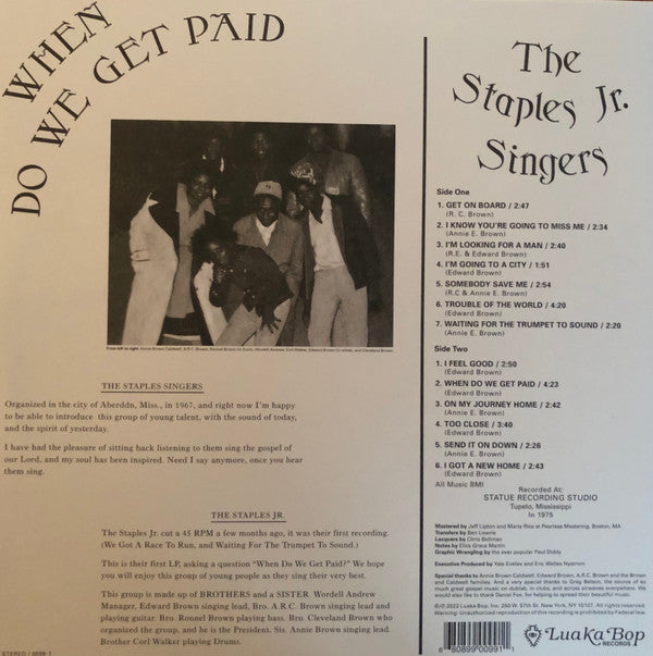 The Staples Jr. Singers* : When Do We Get Paid (LP, Album, RE)